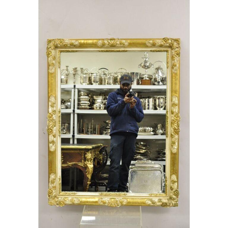 Miroir mural rectangulaire doré crème de style Régence italienne FJ Newcomb en vente 6