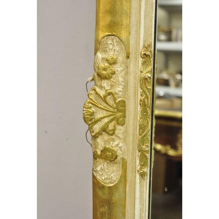 Vintage FJ Newcomb Italian Regency Style Gold Cream Gilt Rectangular Wall Mirror For Sale 1
