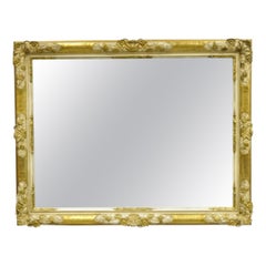 Vintage FJ Newcomb Italian Regency Style Gold Cream Gilt Rectangular Wall Mirror