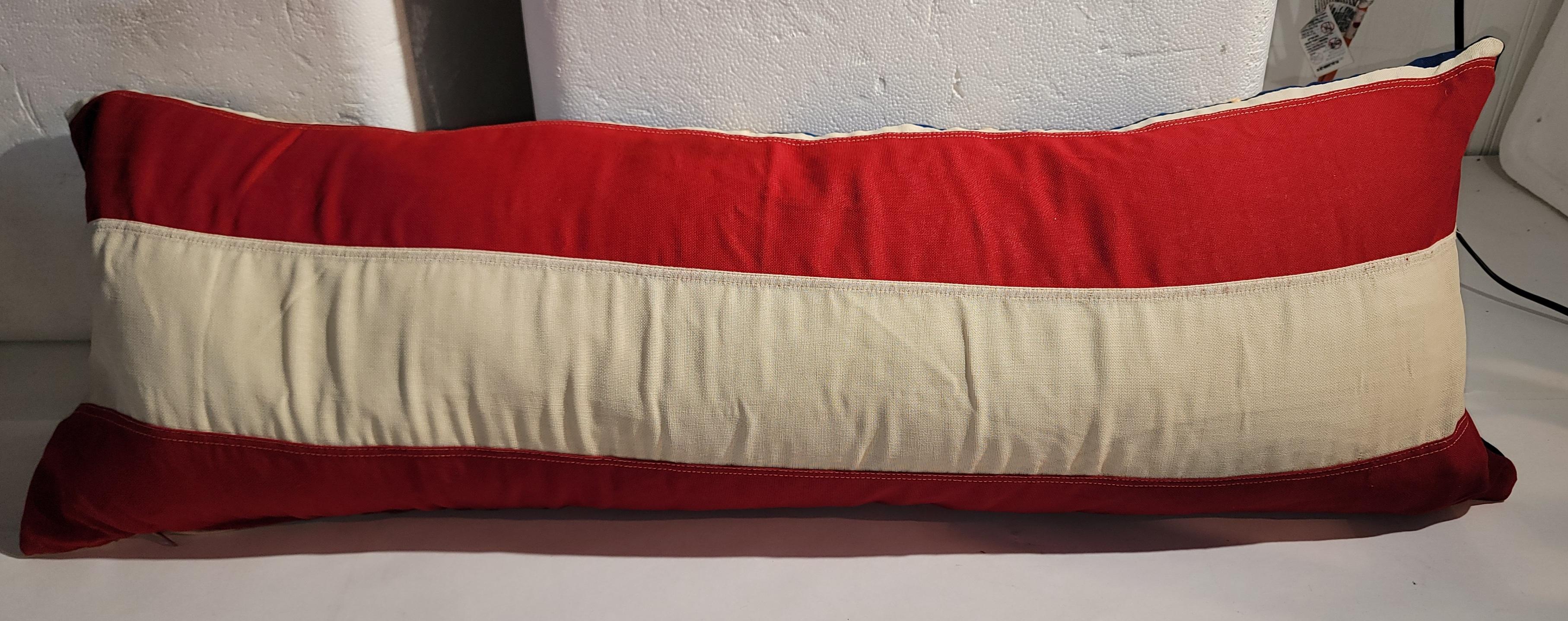 Hand-Crafted Vintage Flag Bolster Pillow
