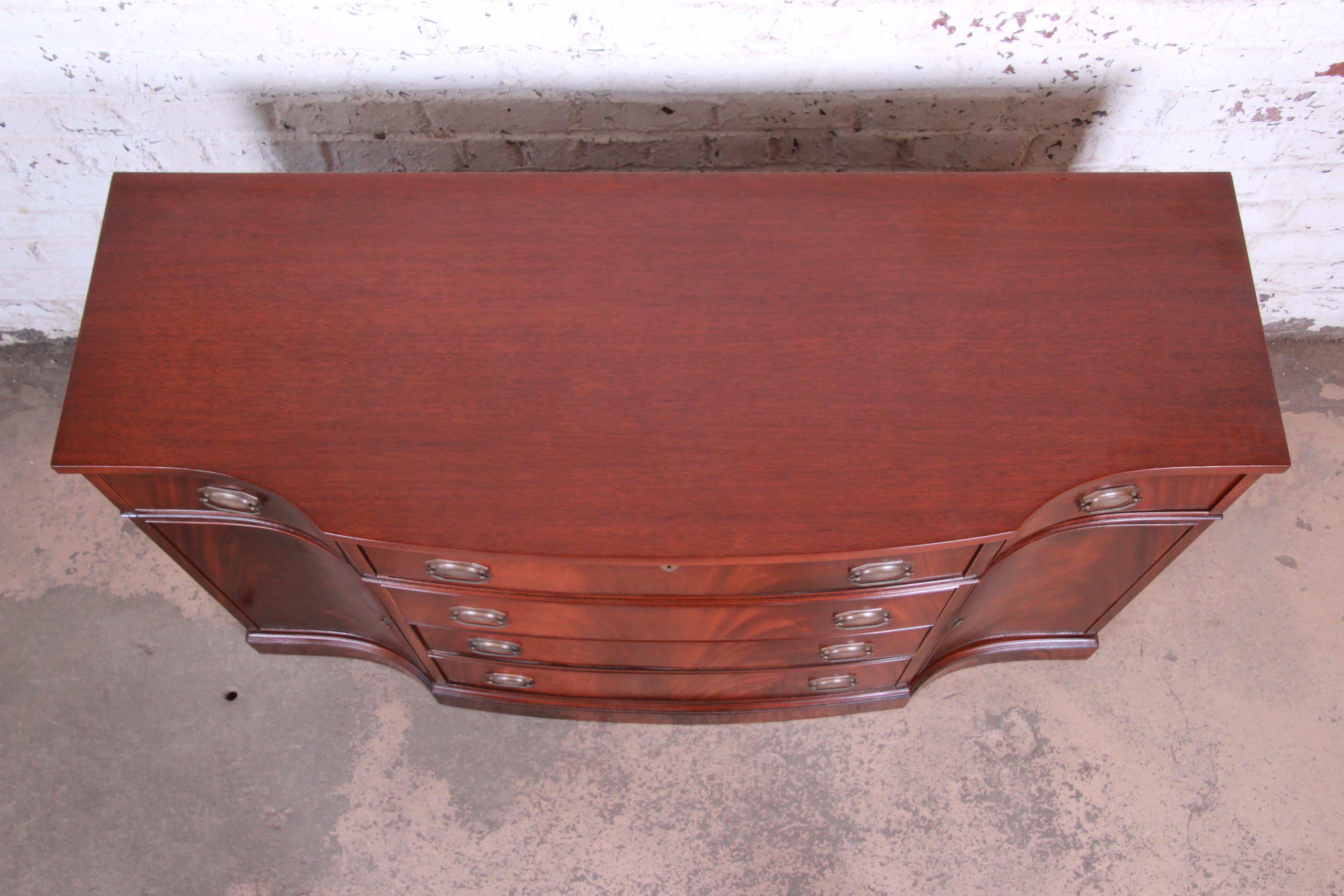Vintage Flame Mahogany Bow Front Sideboard Buffet 1