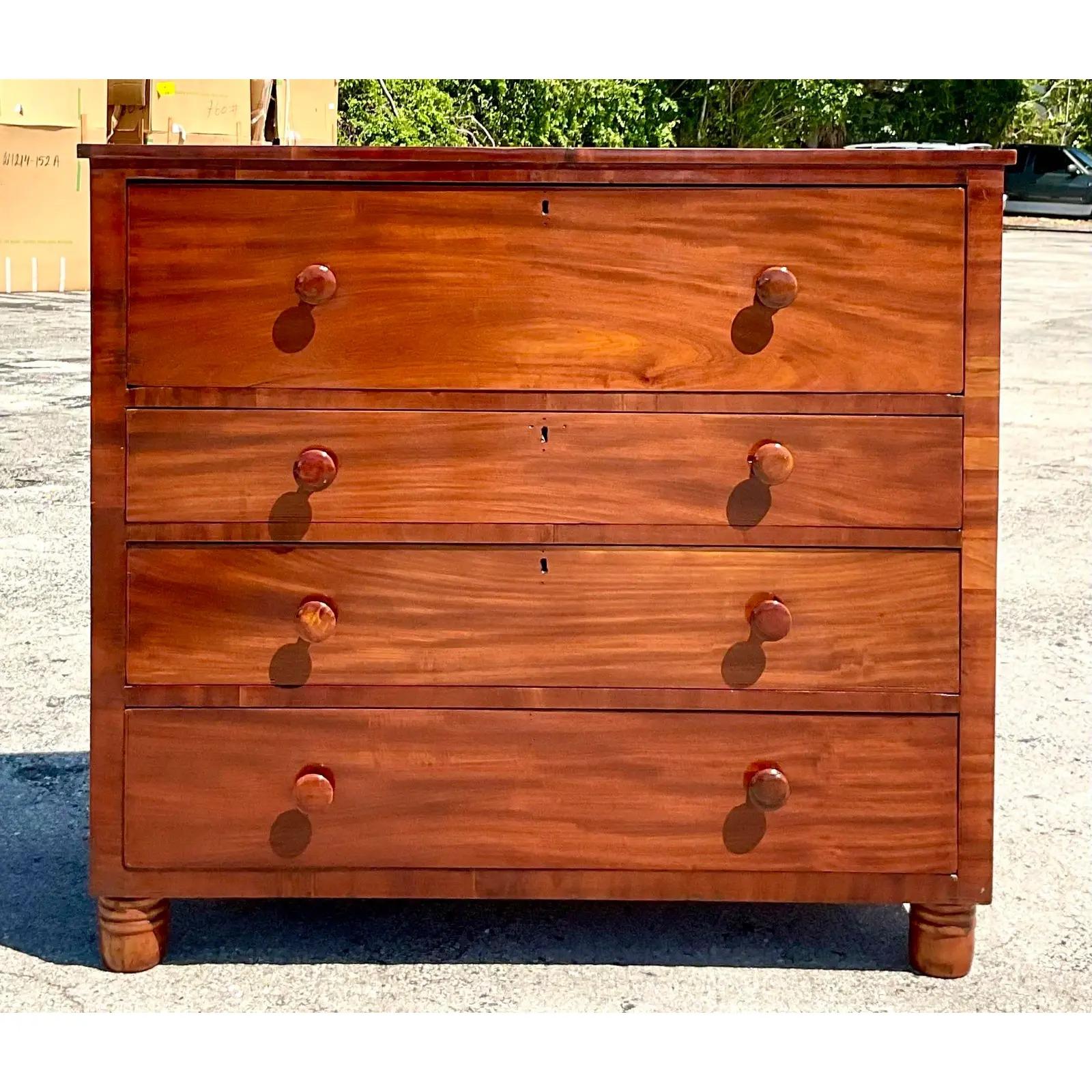 20th Century Vintage Flame Mahogany Chest of Drawers For Sale