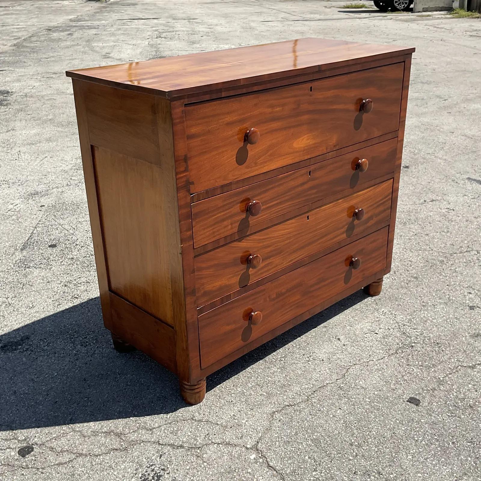 Vintage Flame Mahogany Chest of Drawers For Sale 1