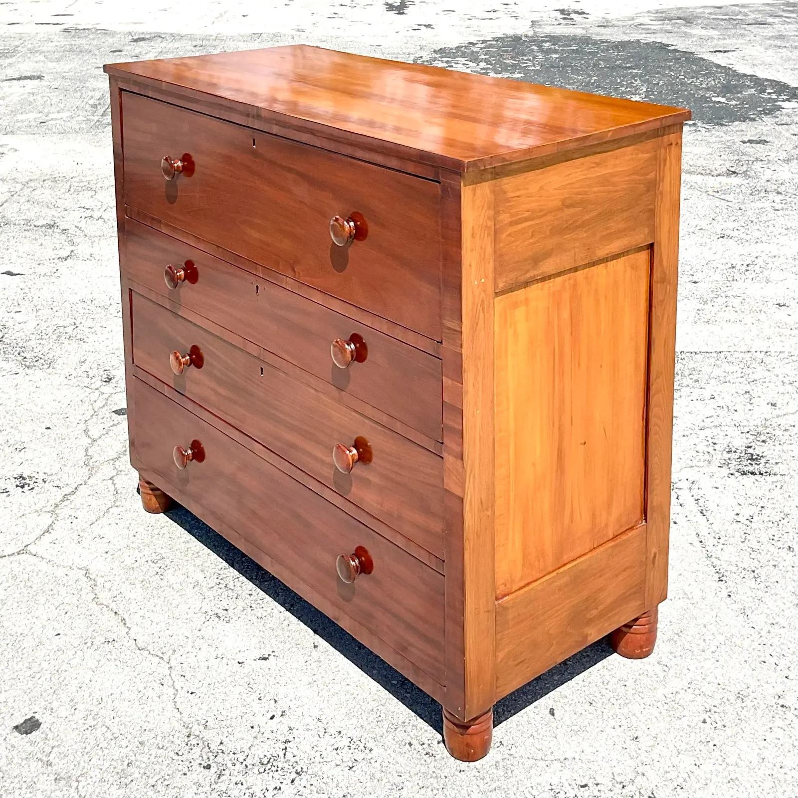 Vintage Flame Mahogany Chest of Drawers For Sale 2