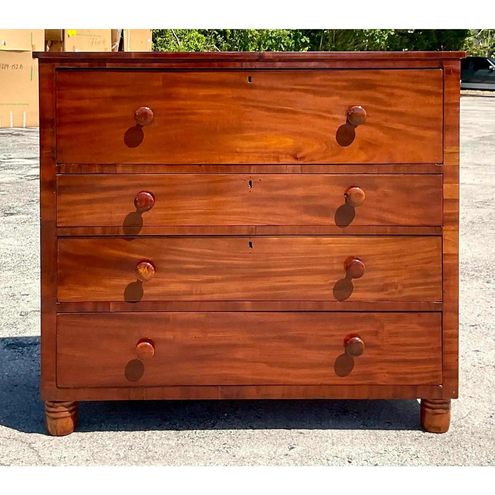Vintage Flame Mahogany Chest of Drawers For Sale 3
