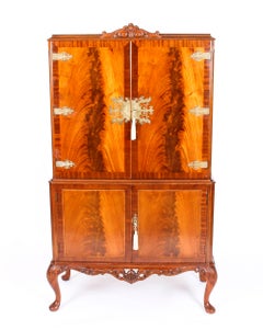 Vintage Flame Mahogany Dry Bar Cocktail Cabinet Drinks Midcentury
