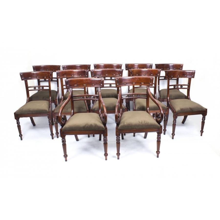 Vintage Flame Mahogany Jupe Dining Table and 10 Chairs, Mid-20th Century 9