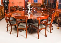 Vintage Flame Mahogany Jupe Dining Table and 10 Chairs, Mid-20th Century