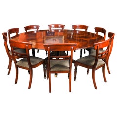 Vintage Flame Mahogany Jupe Dining Table and 10 Chairs, Mid-20th Century
