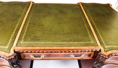 Vintage Flame Mahogany Lion's Head Partner's Desk, 20th Century