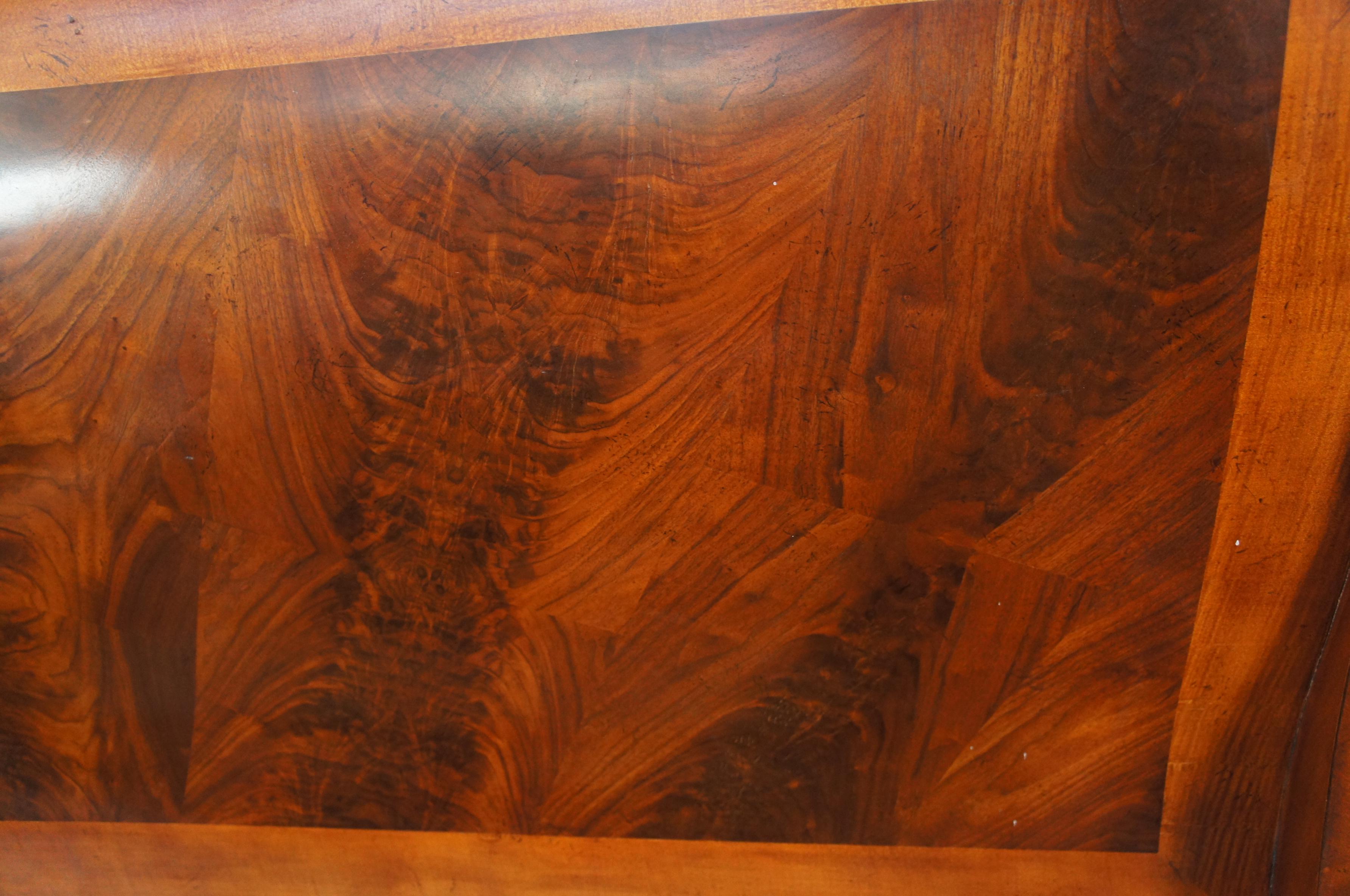 Vintage Flame Mahogany Matchbook Burl Traditional King Size Sleigh Bed 6