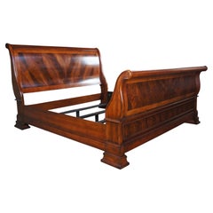 Vintage Flame Mahogany Matchbook Burl Traditional King Size Sleigh Bed