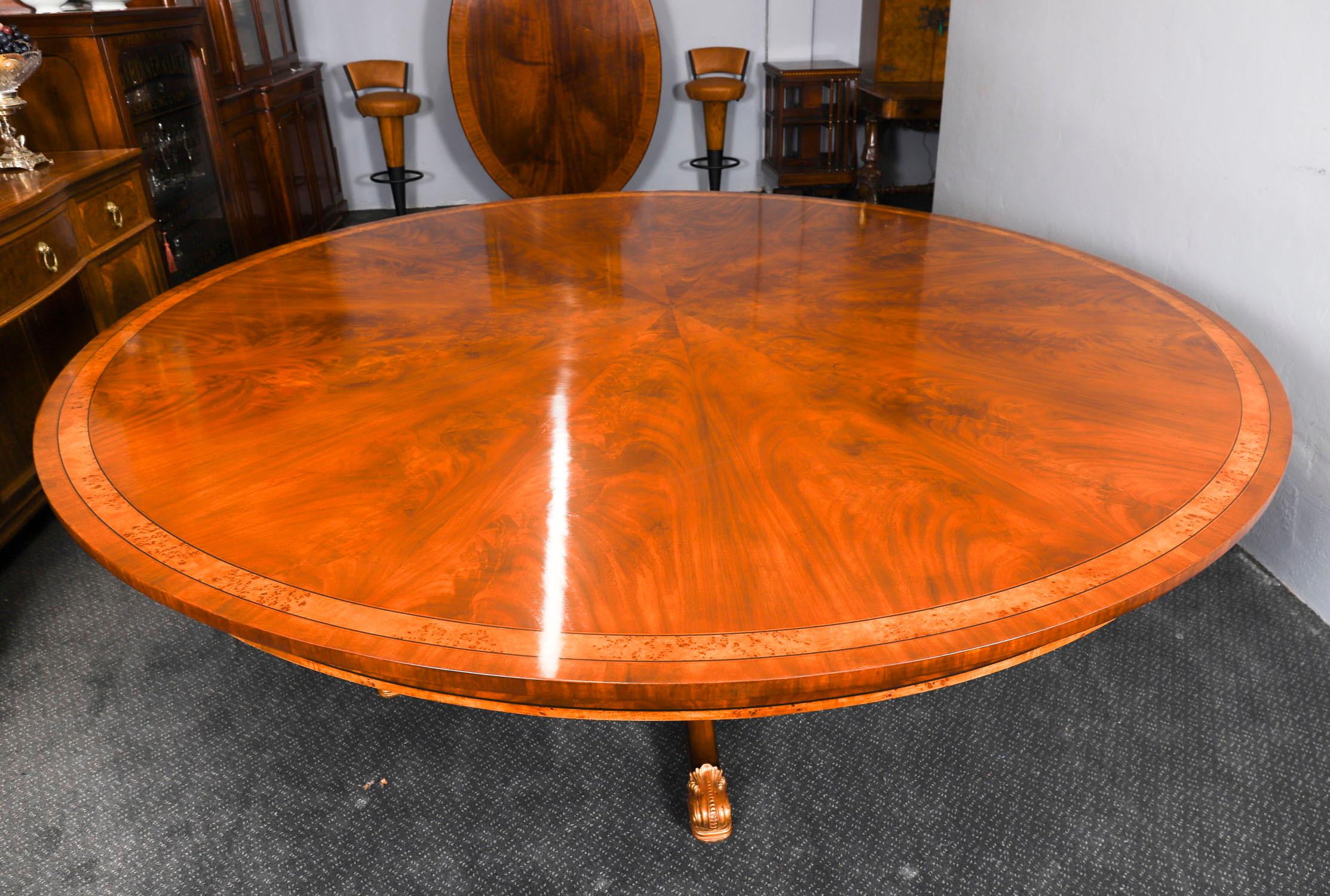 Ormolu Vintage Flame Mahogany Regency Revival Dining Table Mid 20th Century For Sale