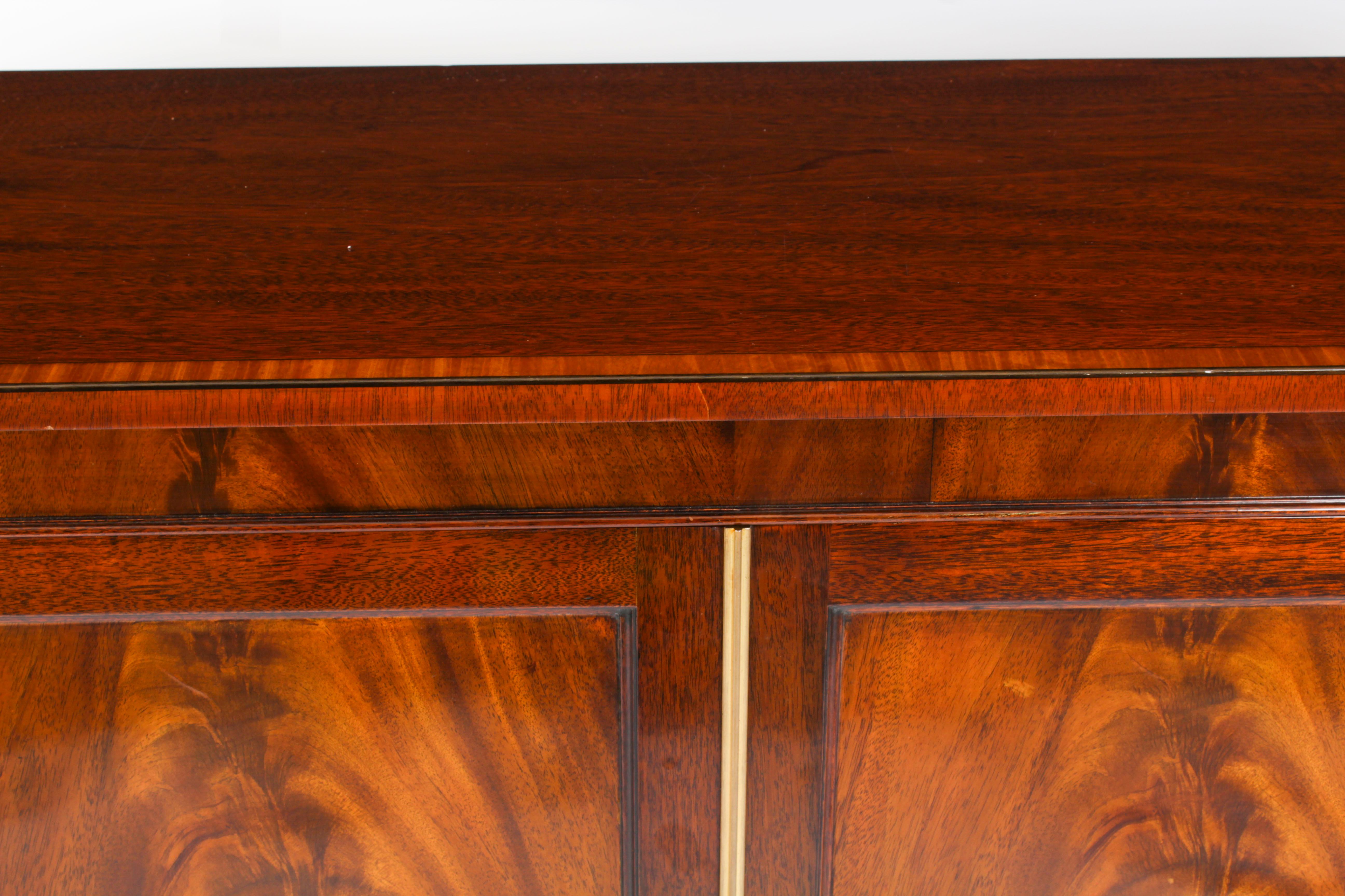 English Vintage Flame Mahogany Sideboard by William Tillman 20th C