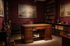 Vintage Flame Mahogany Twin Pedestal Desk 20th Century