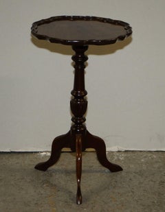 Vintage Flamed Hardwood Pie Crust Side End Table