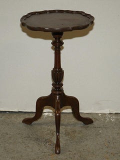 Vintage Flamed Hardwood Pie Crust Small Side End Table