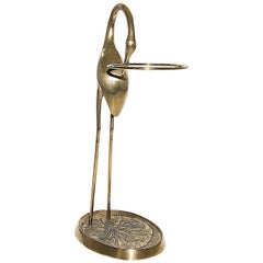 Vintage Flamengo Sculpted Umbrella Stand in Brass, Heavy and in Yellow Color