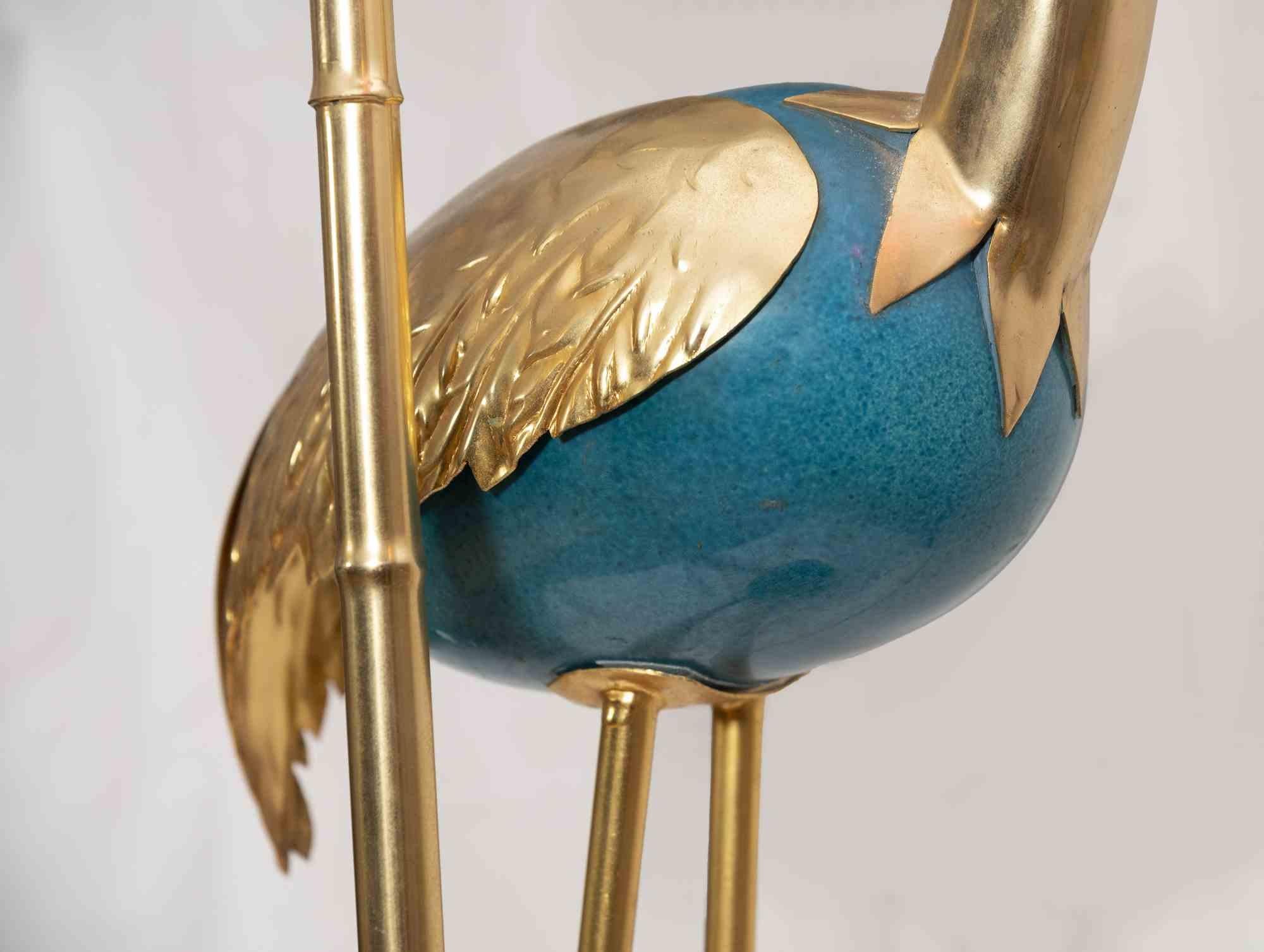 Vintage-Lampe Flamingo in Türkis und Gold von Antonio Pavia, 1970er Jahre (Lackiert) im Angebot