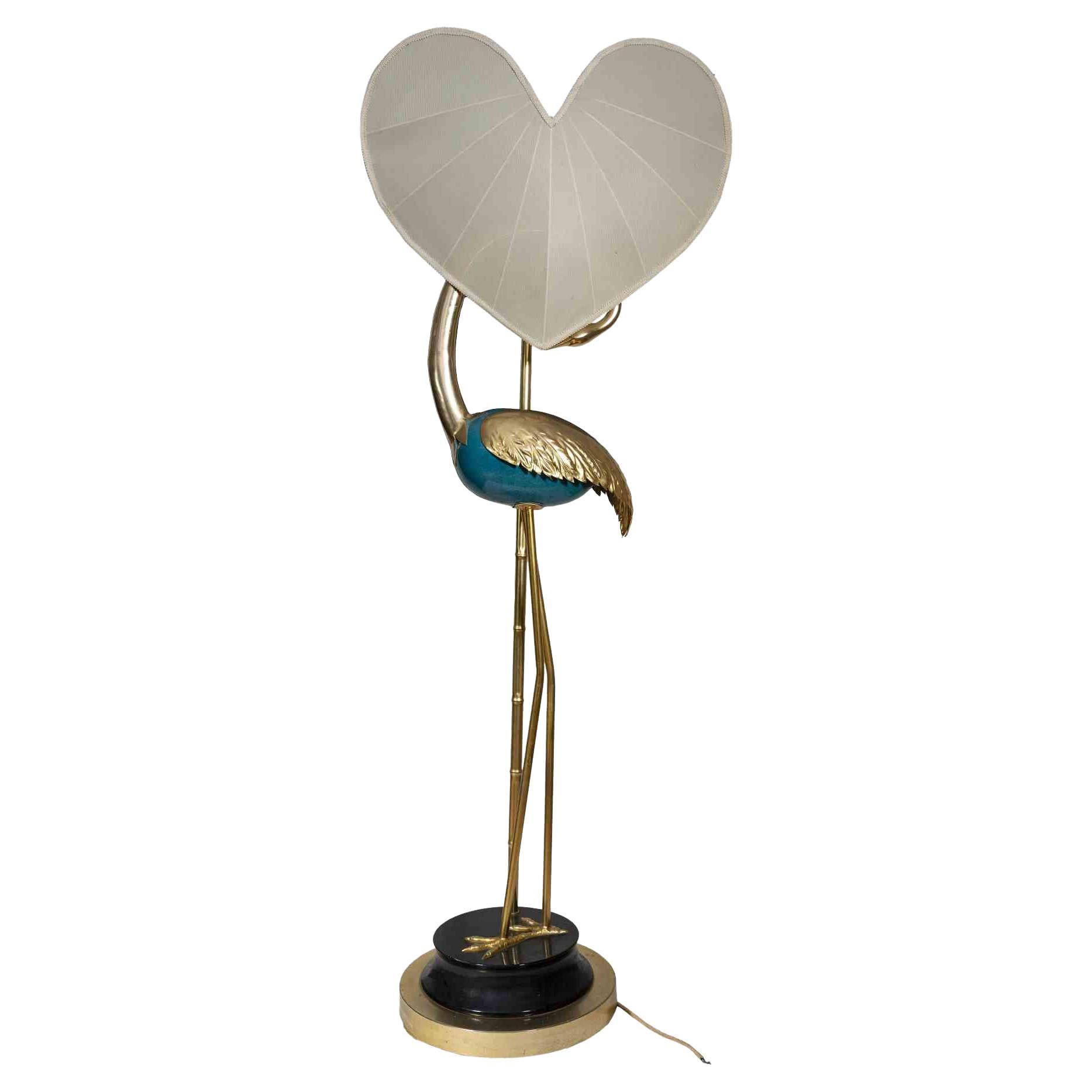 Vintage Flamingo Turquoise and Gold Lamp Lamp by Antonio Pavia, 1970s For Sale