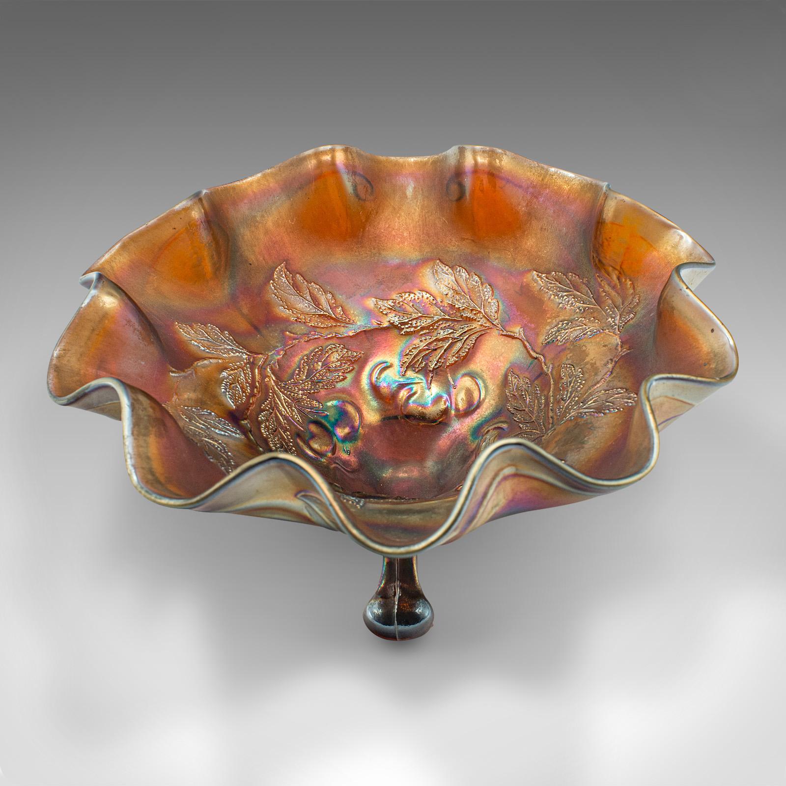 Vintage Flared Carnival Dish, English, Lustre Glass, Bonbon Bowl, Art Deco, 1930 In Good Condition For Sale In Hele, Devon, GB