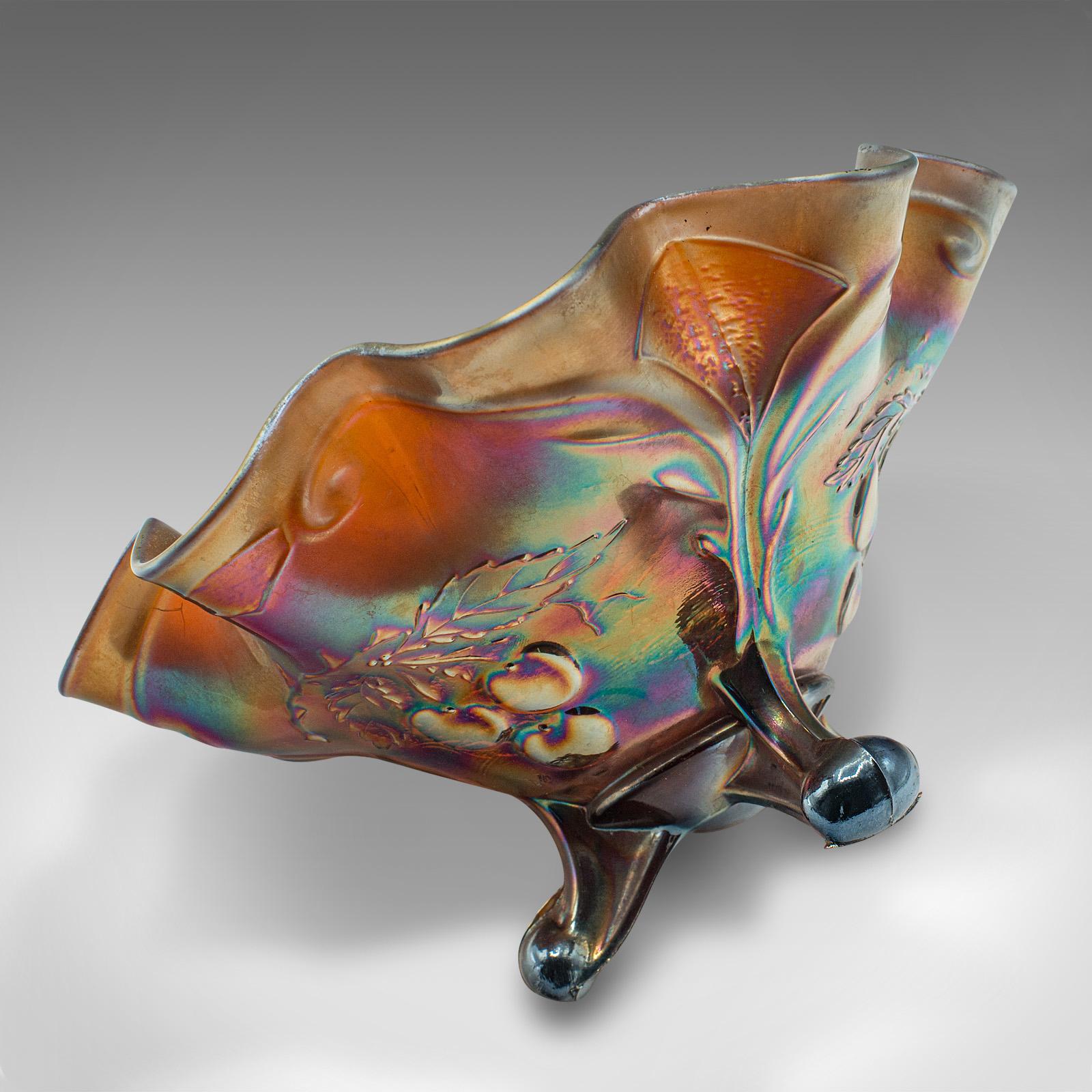 Vintage Flared Carnival Dish, English, Lustre Glass, Bonbon Bowl, Art Deco, 1930 For Sale 2