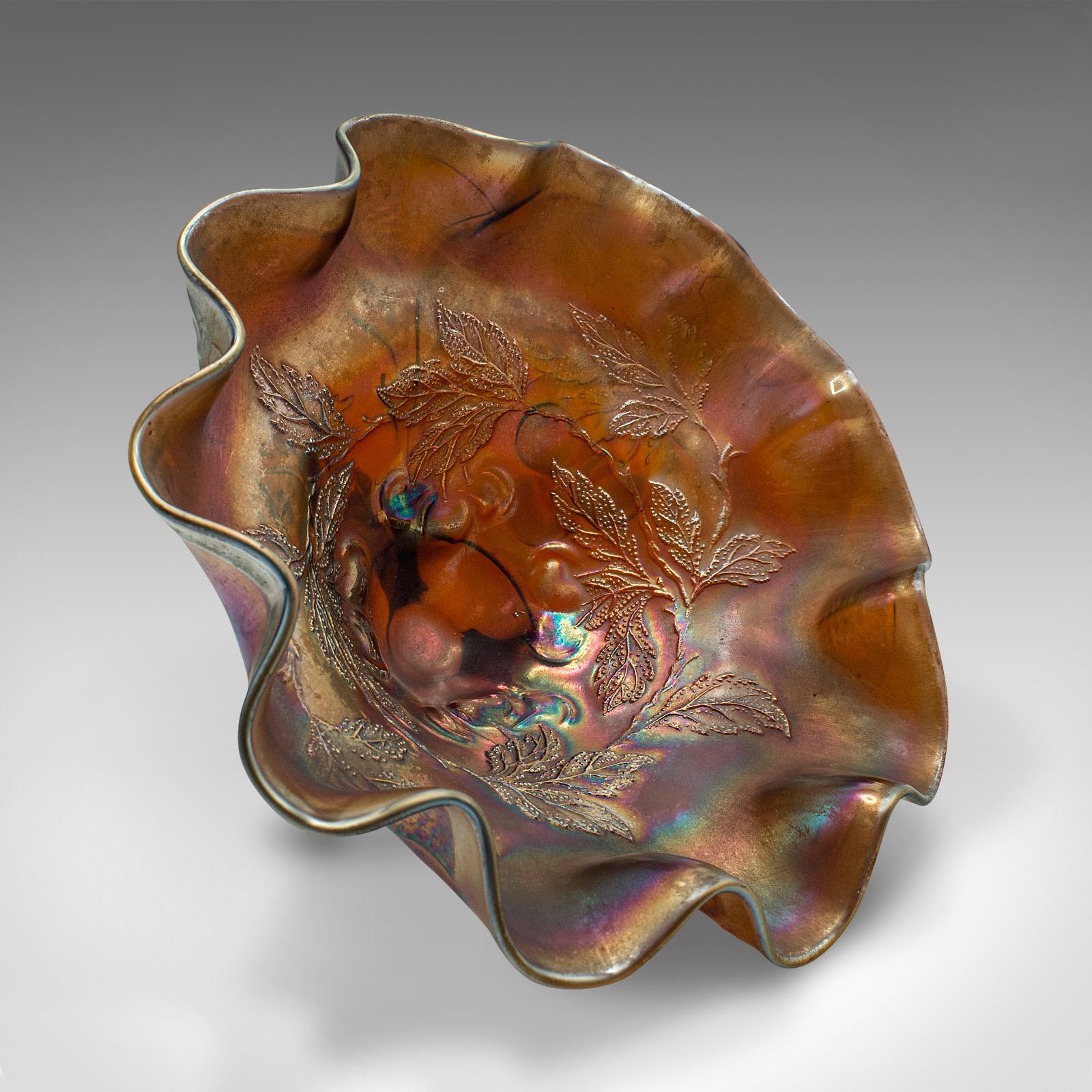 Vintage Flared Carnival Dish, English, Lustre Glass, Bonbon Bowl, Art Deco, 1930 For Sale 3