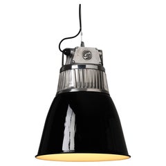 Vintage Flared Czech Pendant Light - Reconditioned Black/ White/ Grey