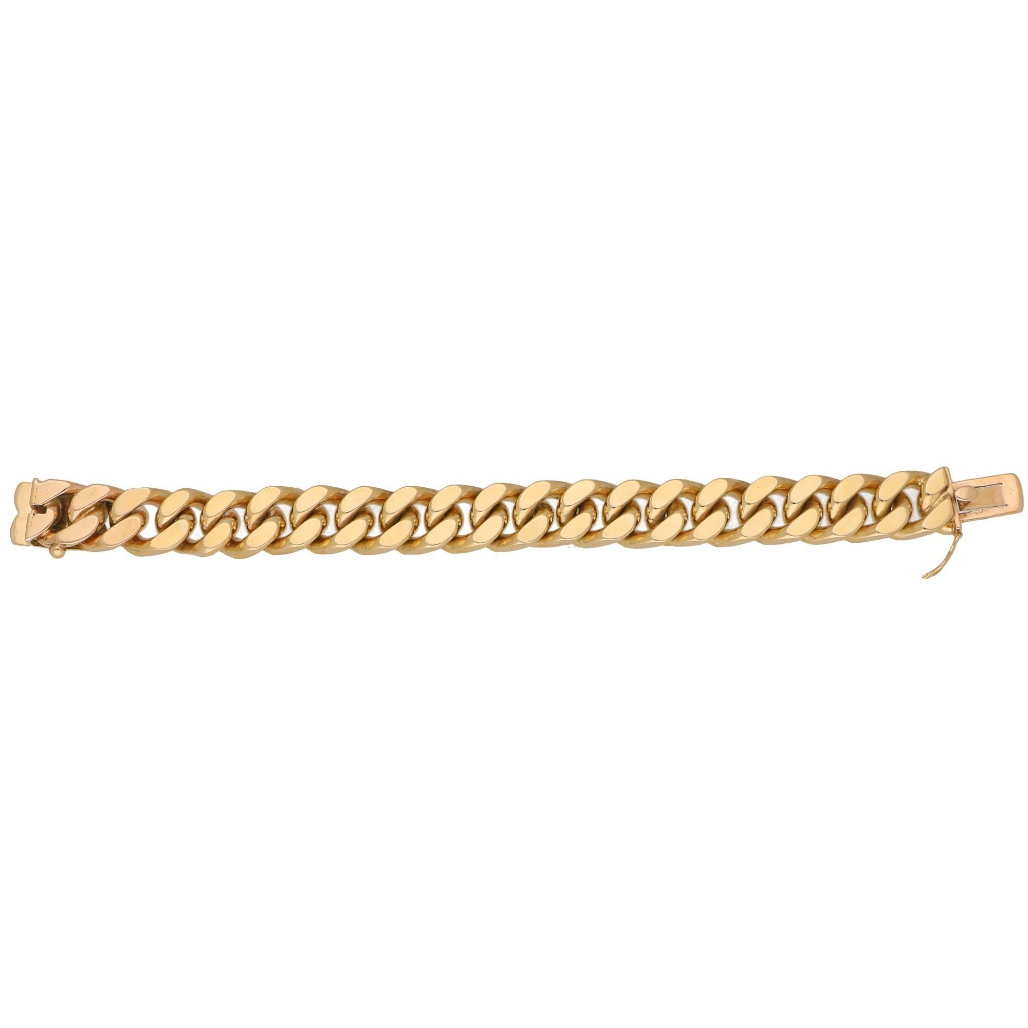 Retro Vintage Flat Curb Link Chain Bracelet in 9k Yellow Gold