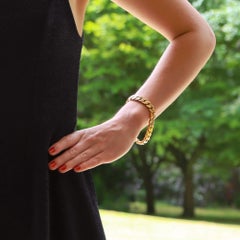 Vintage Flat Curb Link Chain Bracelet Set in Solid 18k Yellow Gold