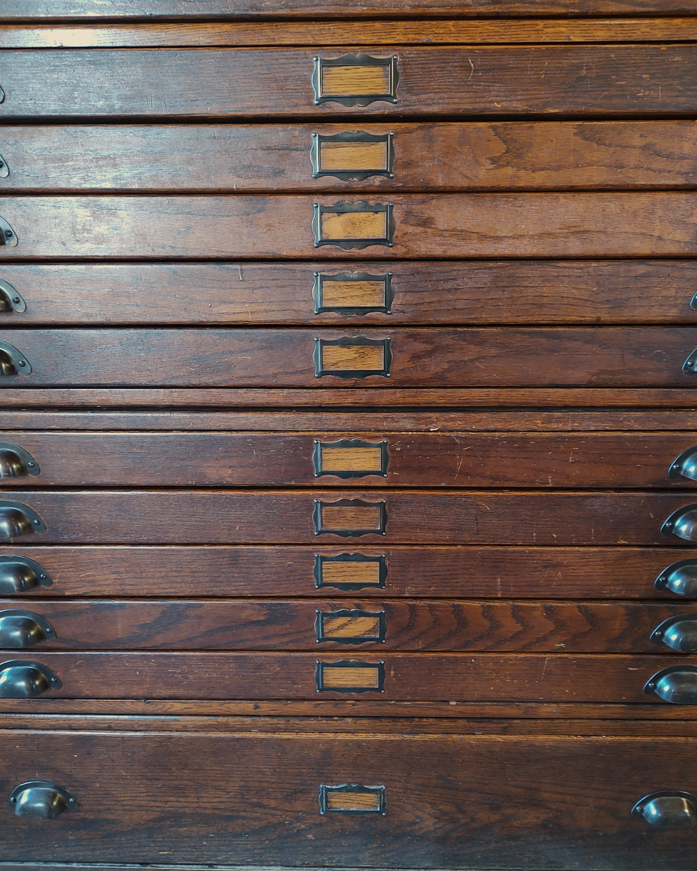 Oak Vintage Flat File Cabinet