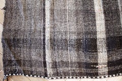 Alfombra turca Anna vintage de tejido plano a rayas marrón y crema