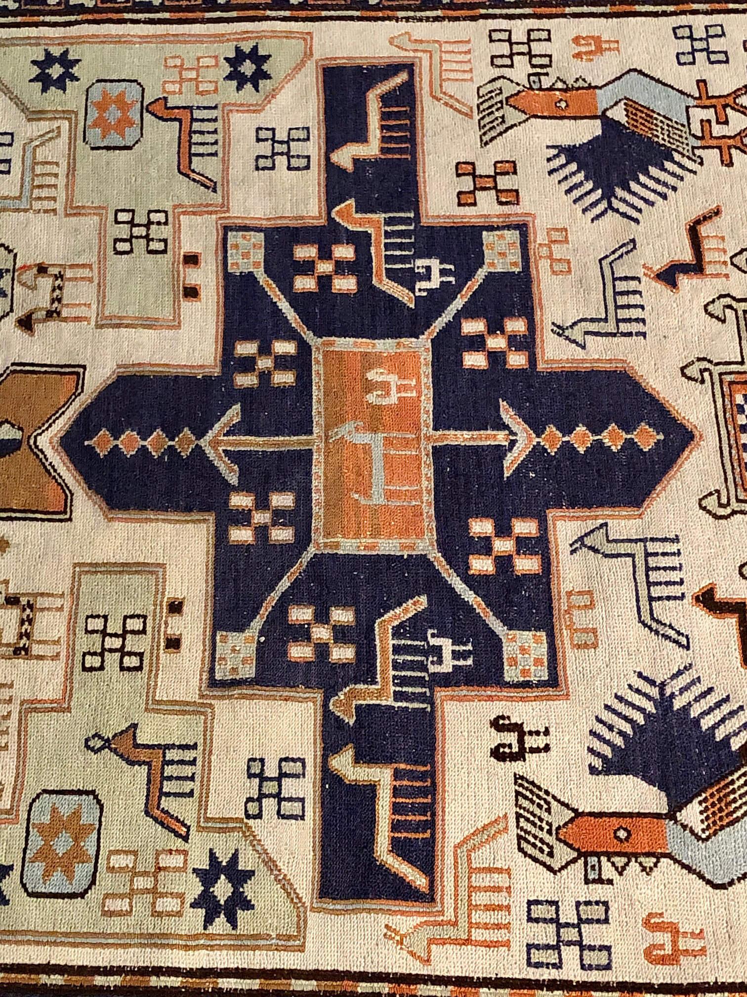 Hand-Woven Vintage Flat-Weave Persian Karajeh Tribal Rug or Carpet