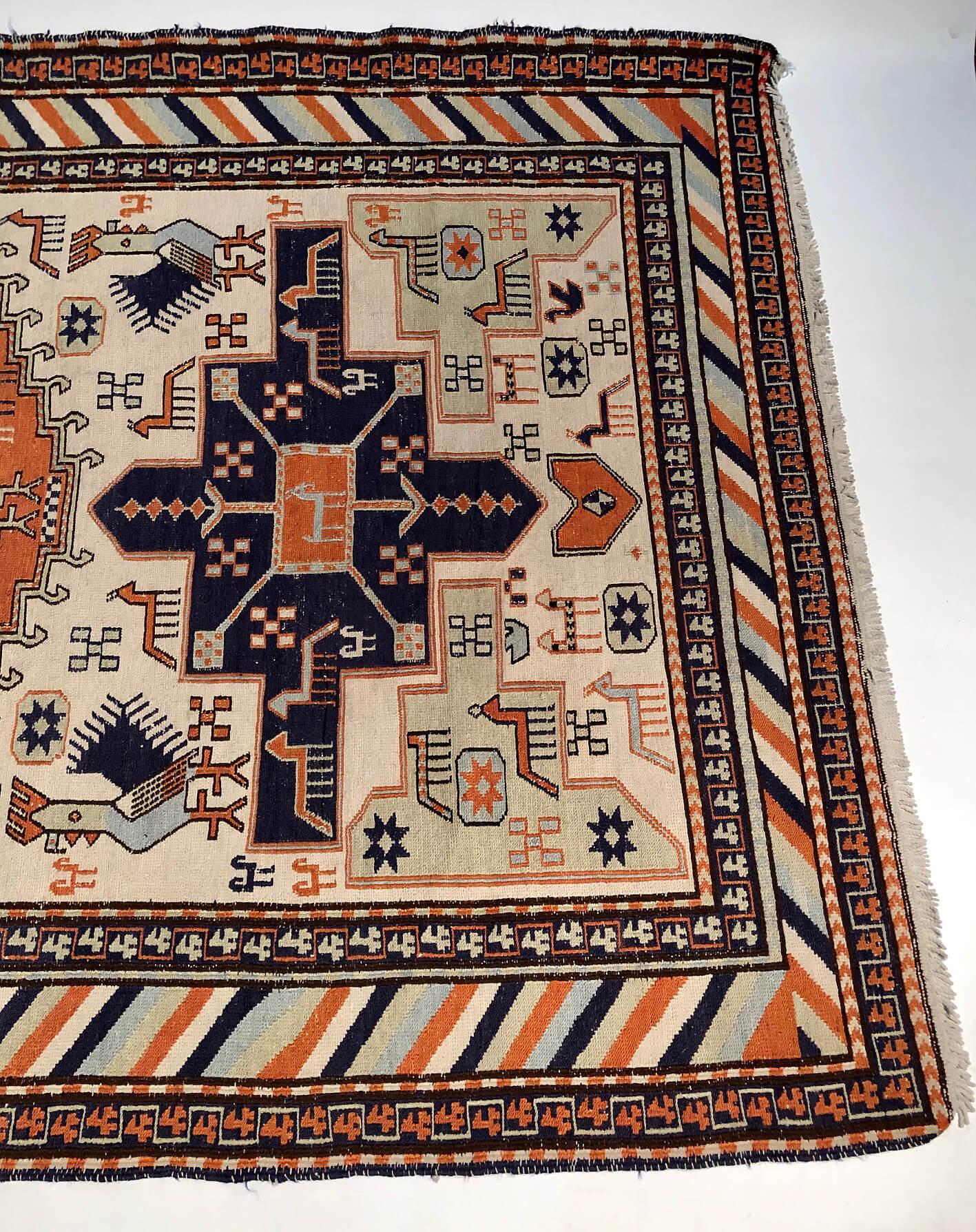 Wool Vintage Flat-Weave Persian Karajeh Tribal Rug or Carpet