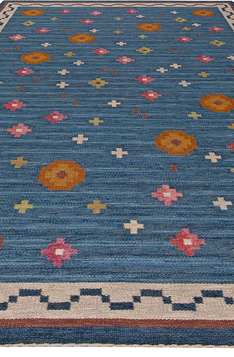 blue flatweave rug