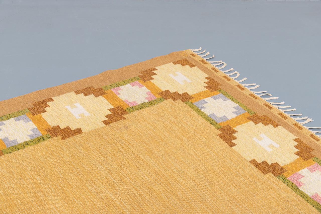 Late 20th Century Vintage Flat-Weave Rug by Ingegerd Silow, Sweden For Sale