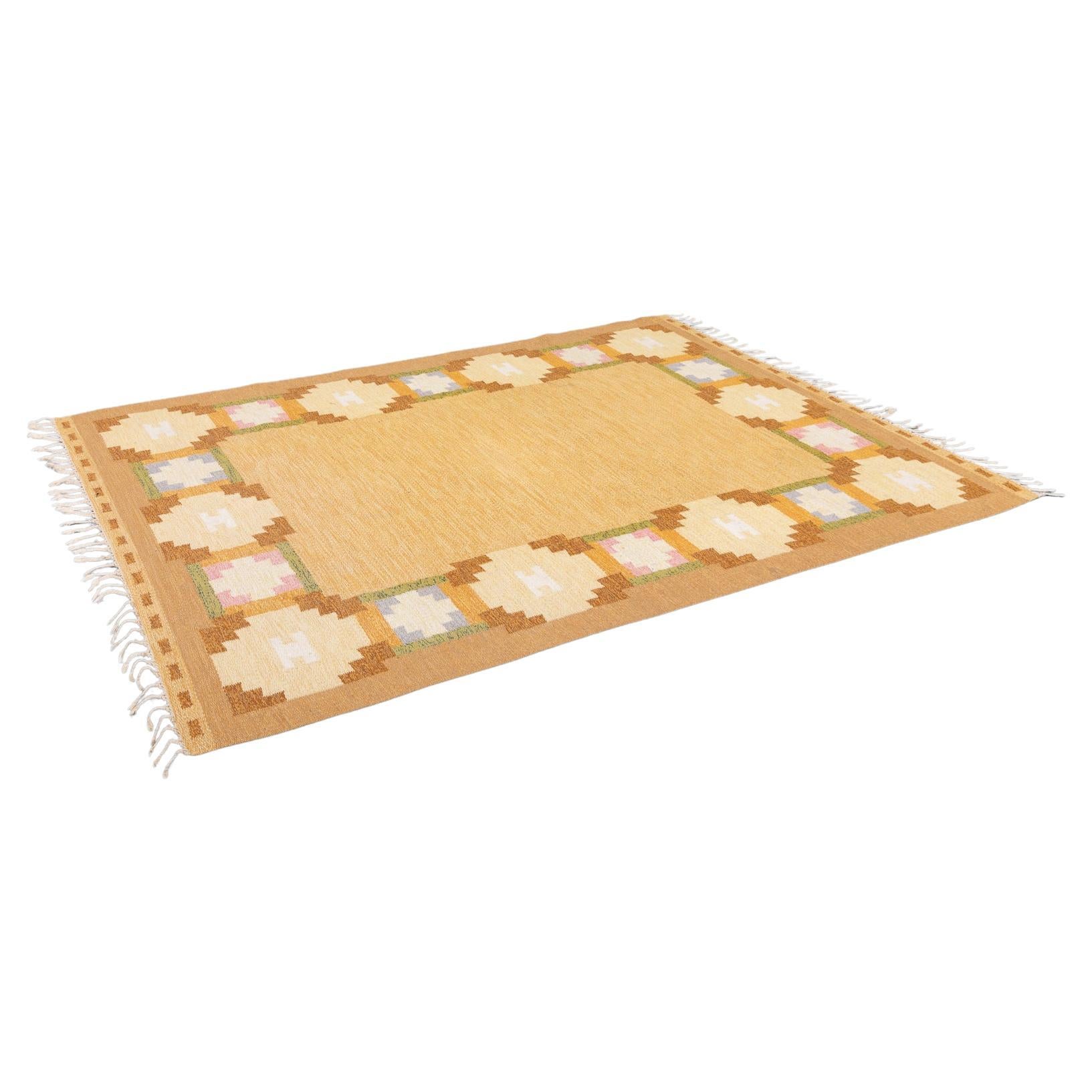 Tapis vintage tissé à plat d'Ingegerd Silow, Suède