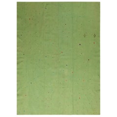 Vintage Flat-Weave Solid Color Green Wool Kilim Rug by Rug & Kilim