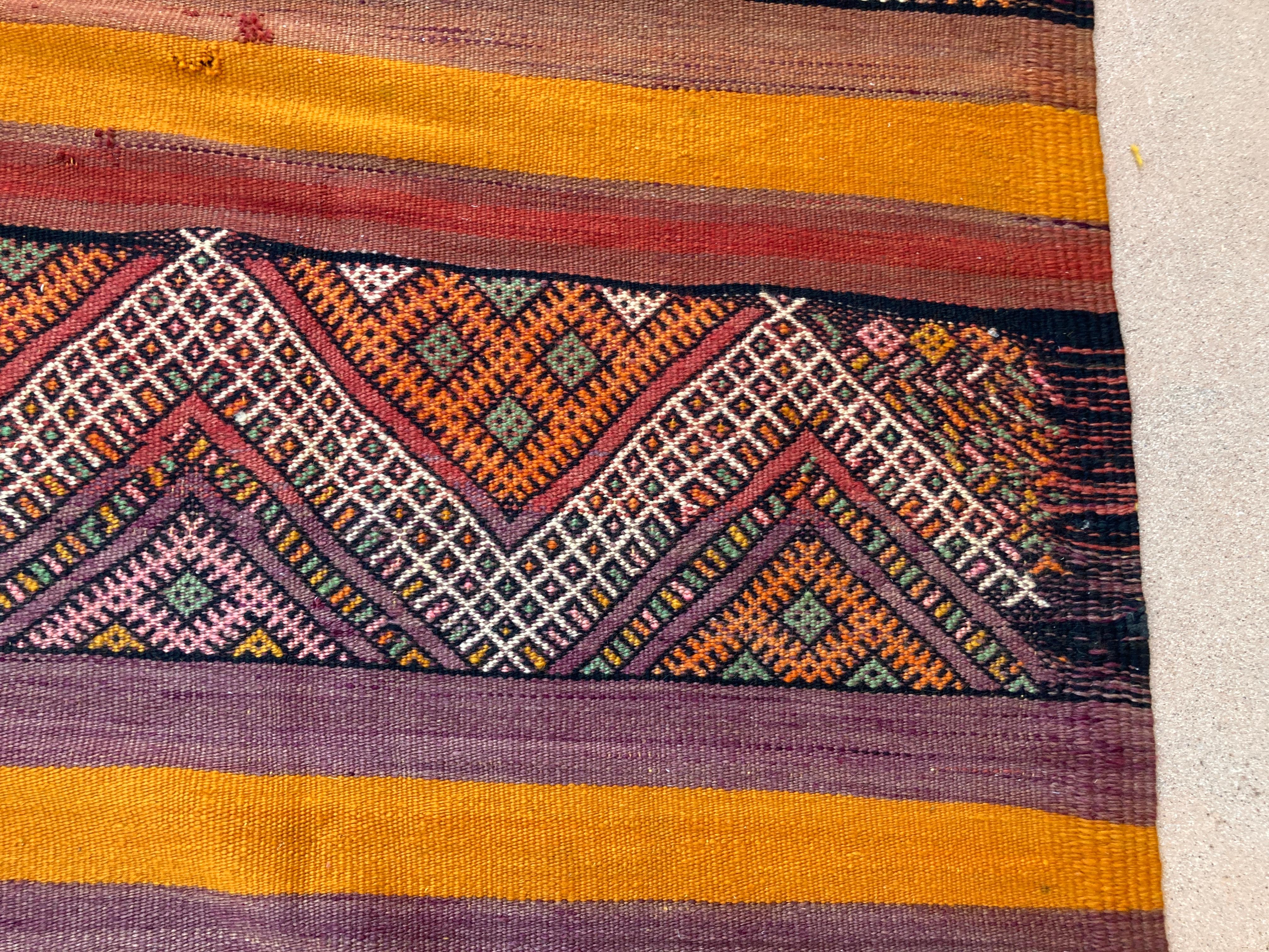 1960er Jahre Vintage Flachgewebe Berber Marokkanischer Teppich im Angebot 10