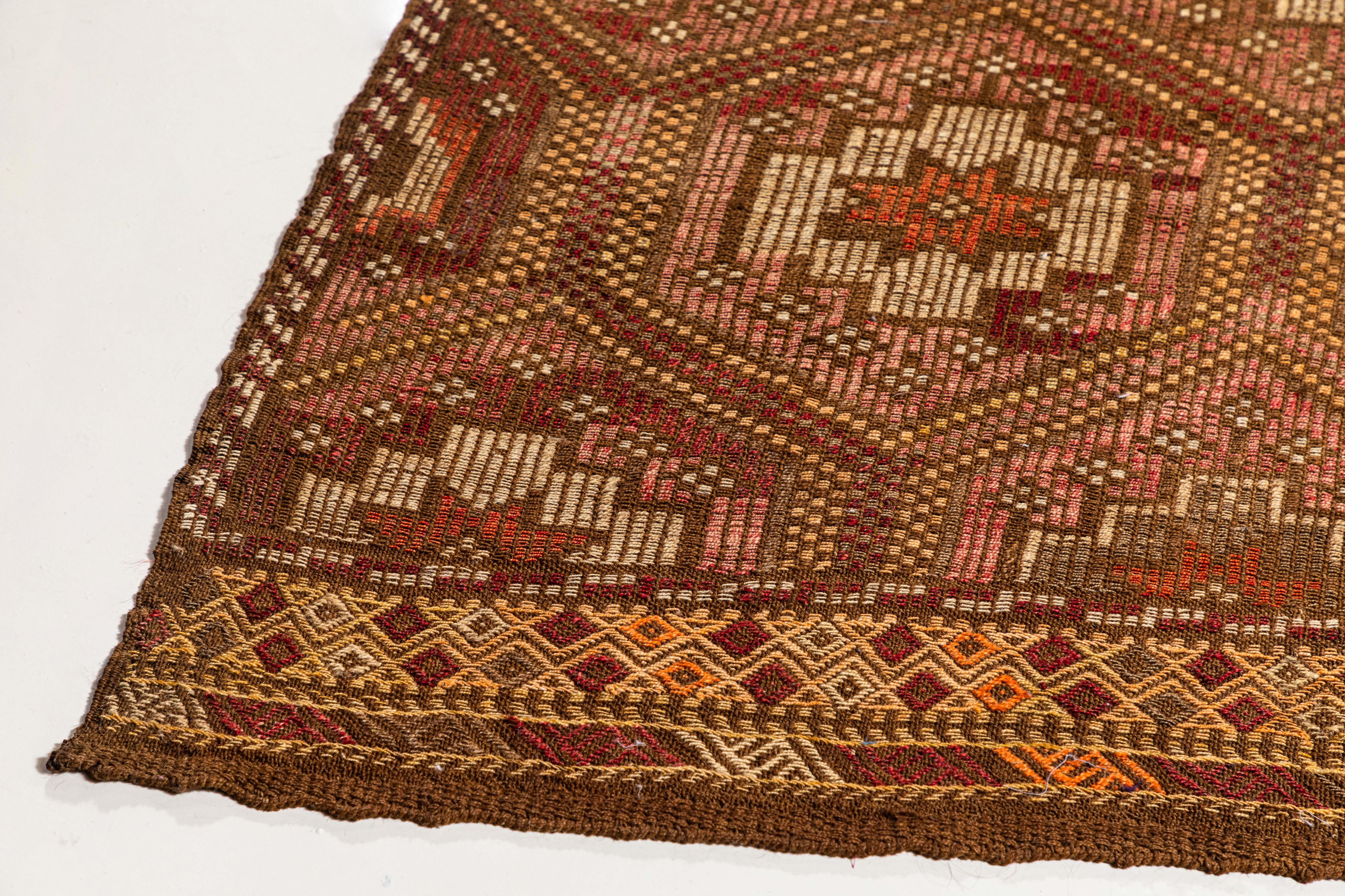 Vintage Flat-Weave Turkish Jajim from Mersin Mut 4