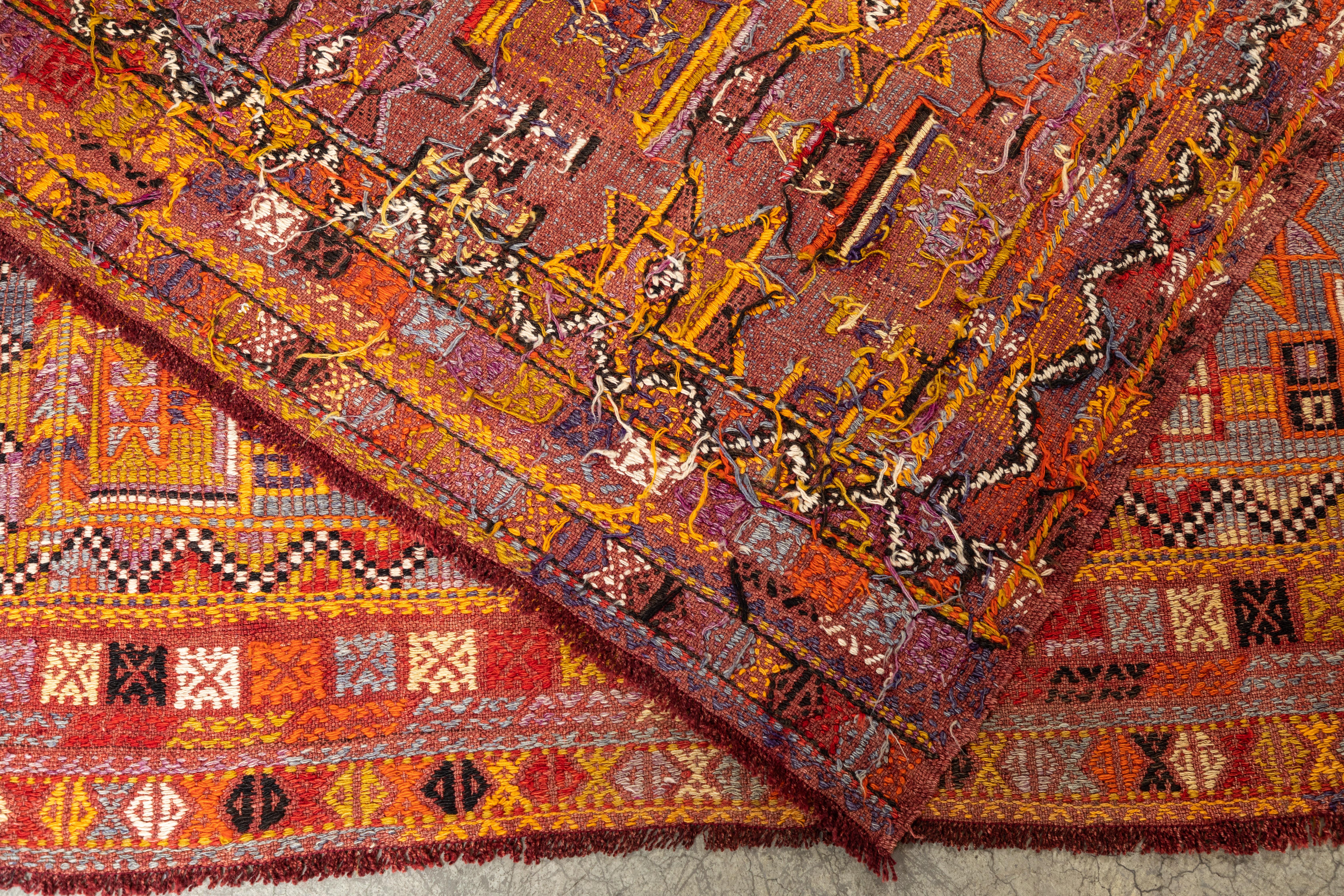 Mid-20th Century Vintage Flat-Weave Turkish Wool Rug