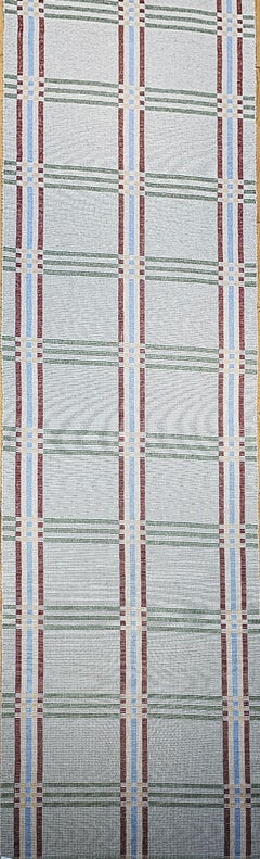 Vintage Flat-Woven American Wide Runner in Baby Blue, Red, Green, Yellow, Wheat