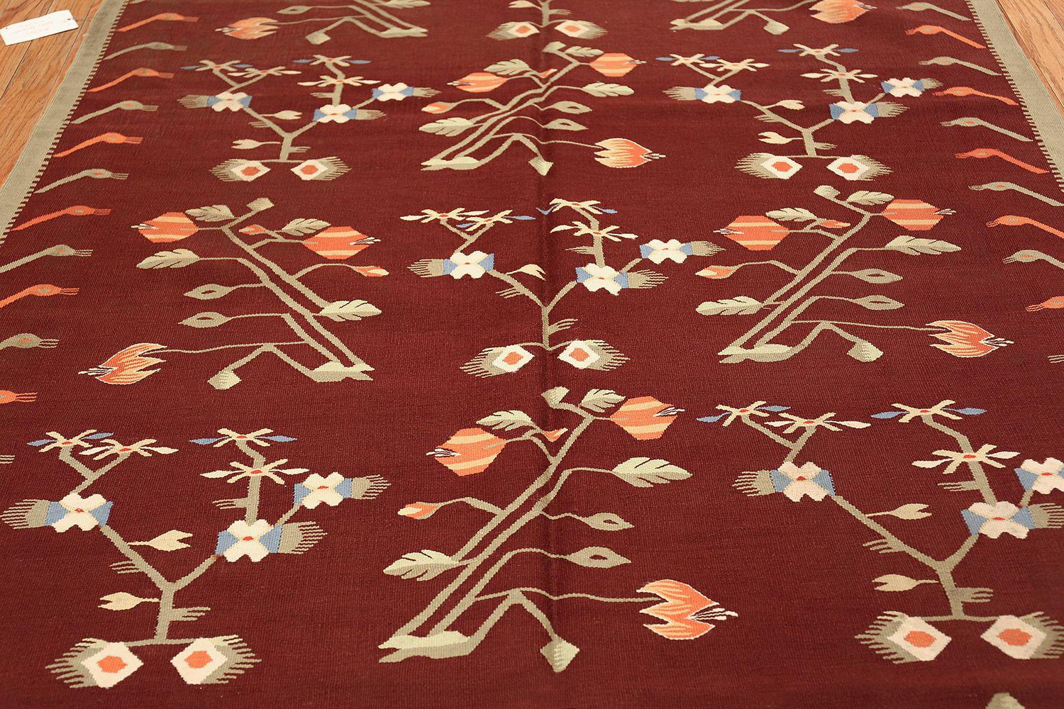 20th Century Vintage Flat-Woven Bessarabian Kilim Rug. Size: 5 ft 8 in x 8 ft 6 in