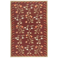 Flach gewebter bessarabischer Kelim-Teppich im Vintage-Stil. Abmessungen: 1,25 m x 2,25 m