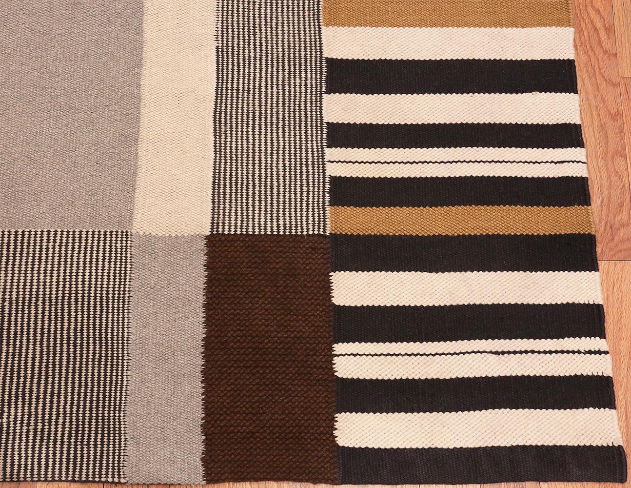 Scandinavian Modern Vintage Flat Woven Kilim Carpet by Artist Alice Kagawa Parrott