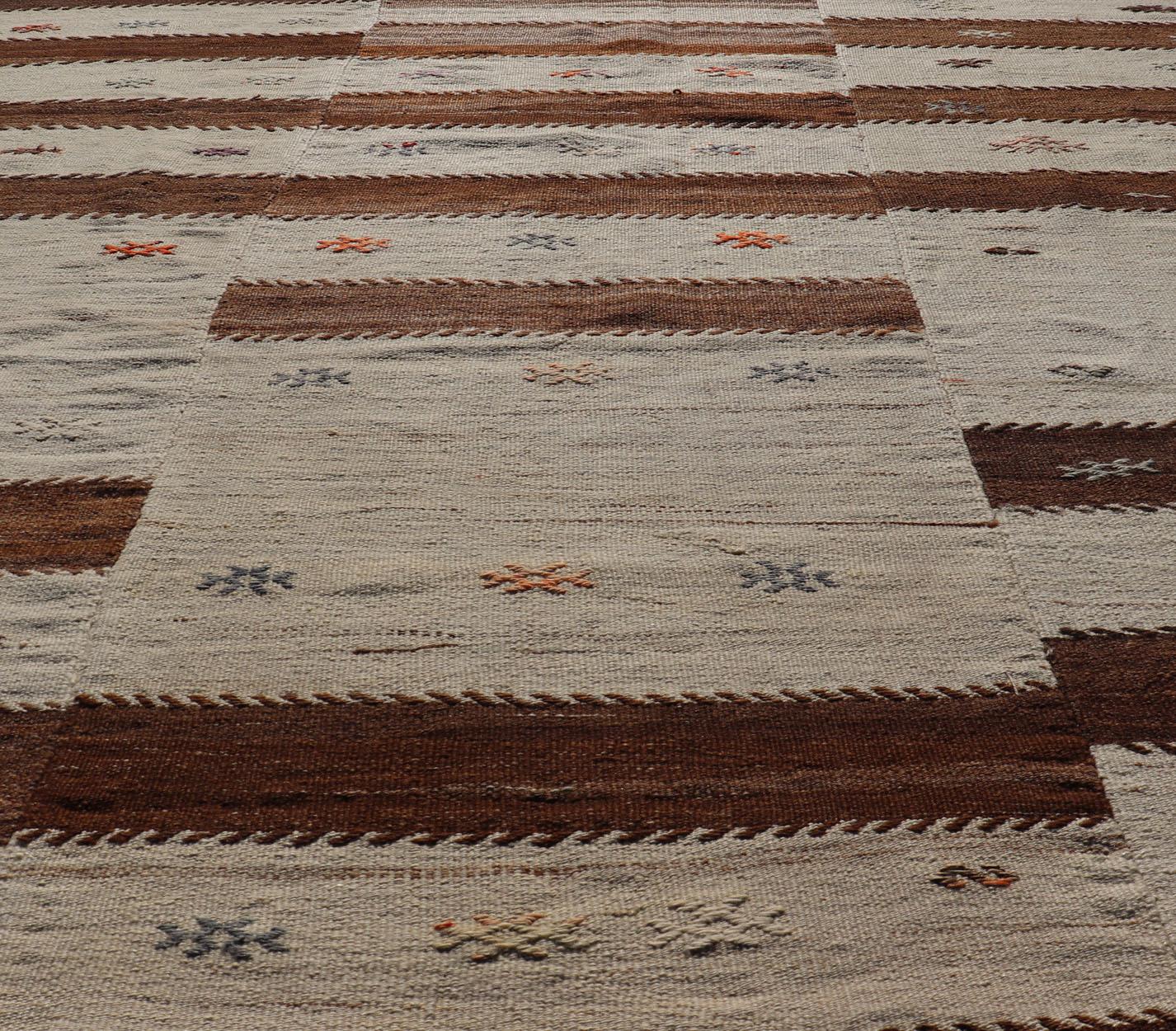 Wool Keivan Woven Arts Vintage Flat-Woven Turkish Paneled Kilim Rug   6' x 7'10 For Sale