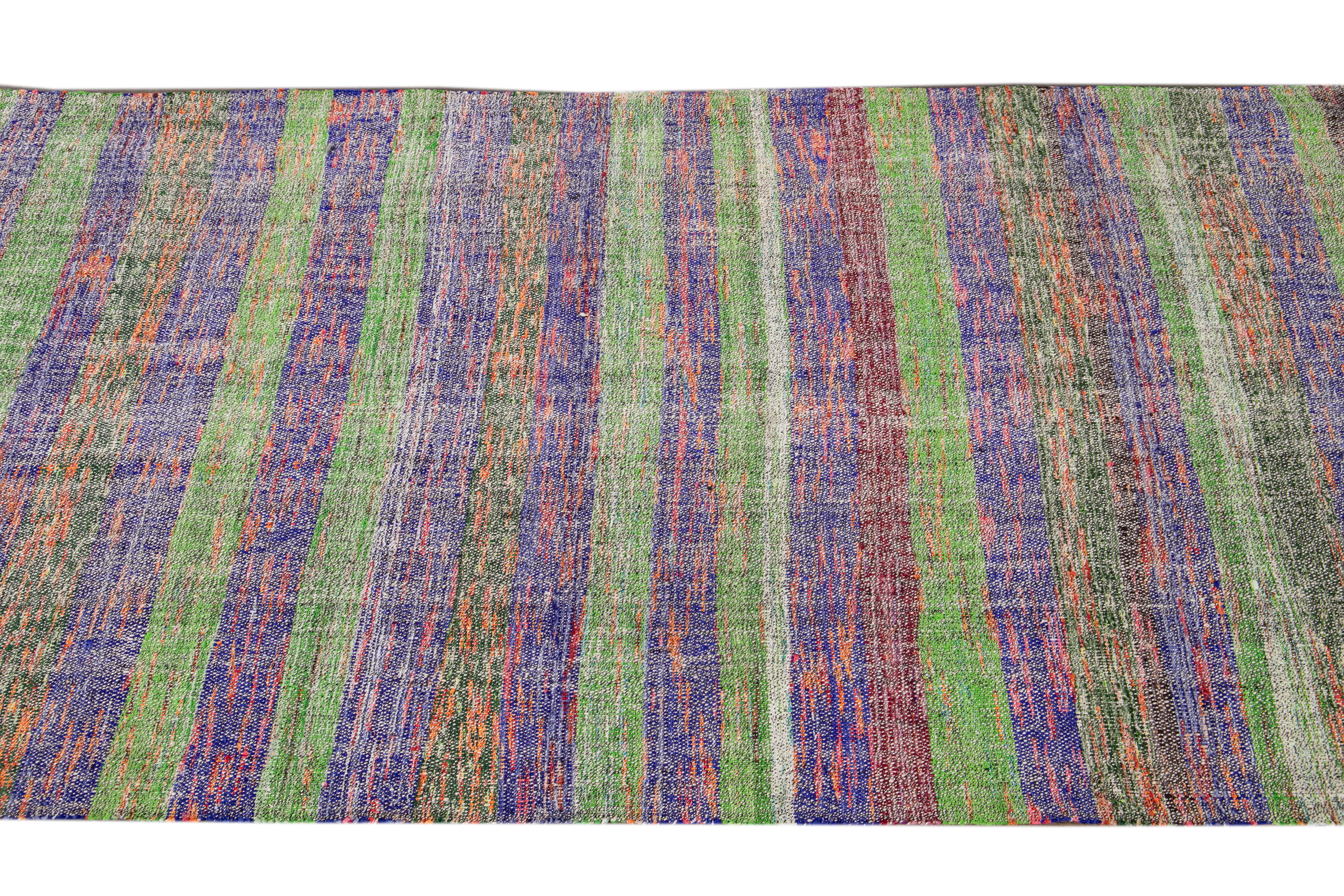 Vintage Flat-Weave Wool Runner For Sale 4