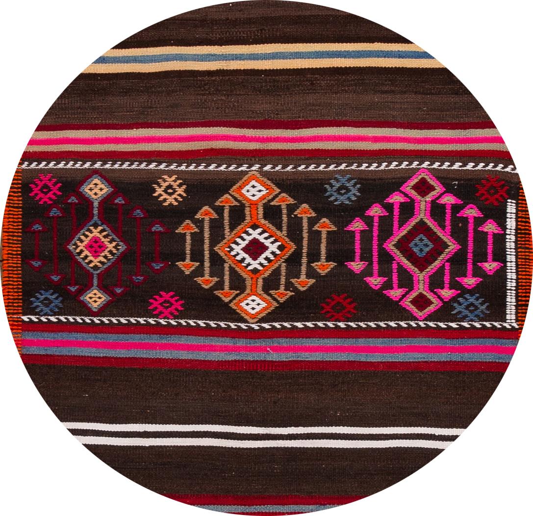 A beautiful vintage Kilim runner with an all-over multi-color motif. This piece has fine details, great colors, and beautiful stripe design. It would be the perfect addition to your home.

This rug measures 3” x 8”.