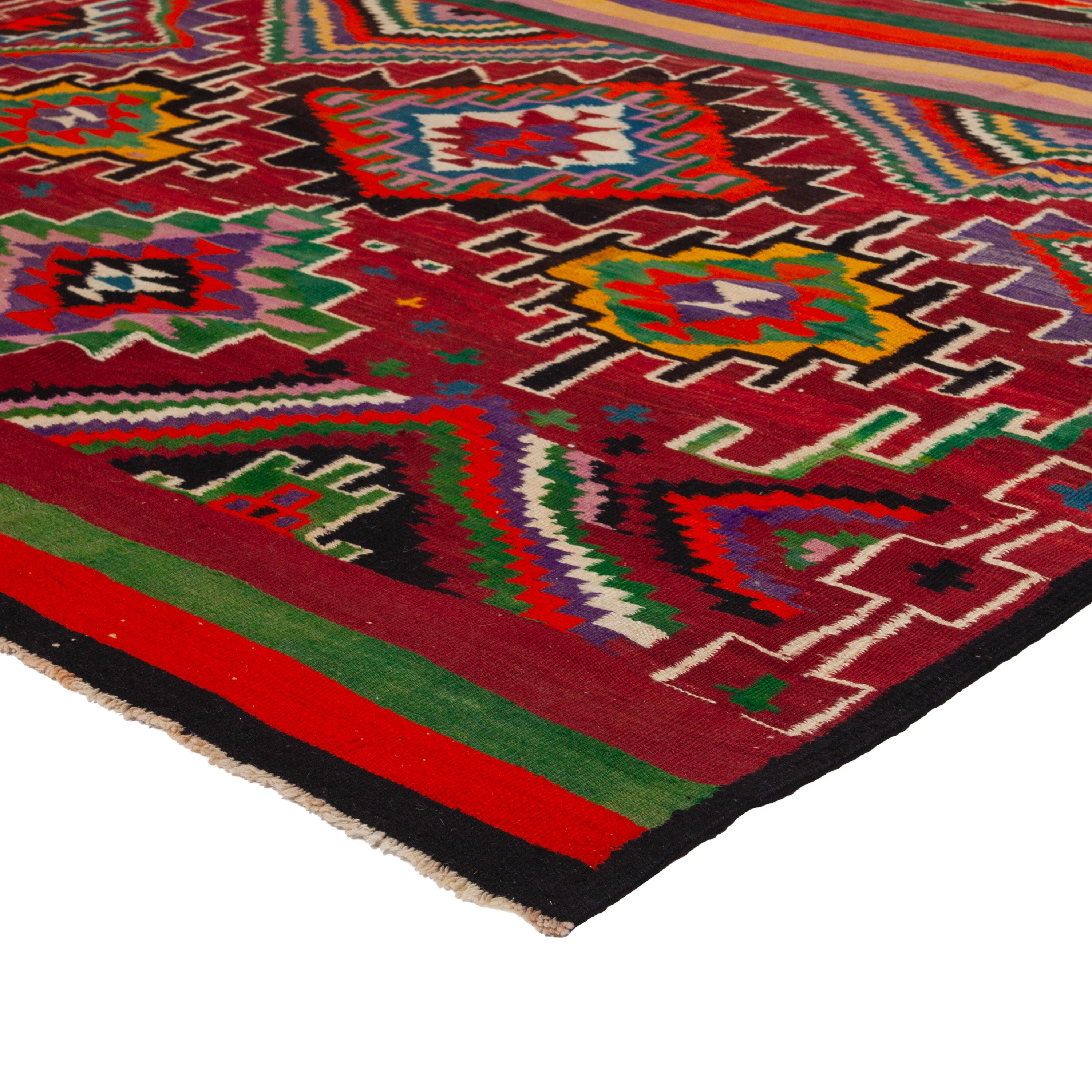 Tribal abc carpet Vintage Flatweave Wool Turkish Kilim - 6'7