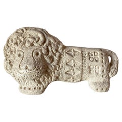 Vintage Flavia Montelupo Rimini Unglazed Ceramic Lion Italy 